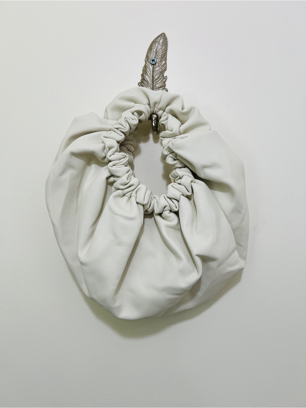 Mango Cream Ruched Wristlet Bag